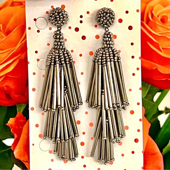 NWT Deepa Gurnani Beaded Chandeliers Gunmetal - Picture 4 of 15